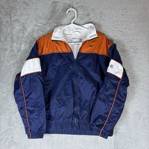 Vintage Nike Windbreaker Full Zip Youth Size S (4-6) Blue Orange Lined Crop Fit